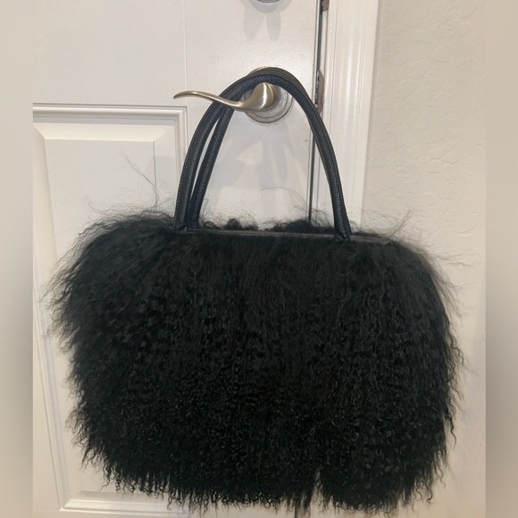 SOLD-Luxuriously Soft and Fluffy Mongolian Shoulder Tote Handbag - Picture 2 of 7